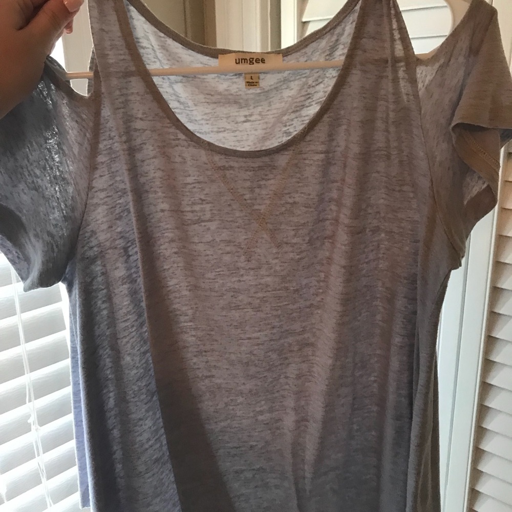 Unheeded cold shoulder blue top